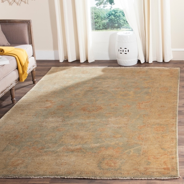 Safavieh Hand-knotted Oushak Dark Green/ Brown Wool Rug - 9' x 12'