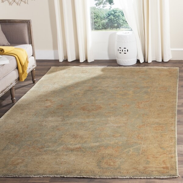 Safavieh Hand-knotted Oushak Dark Green/ Brown Wool Rug - 9' x 12'