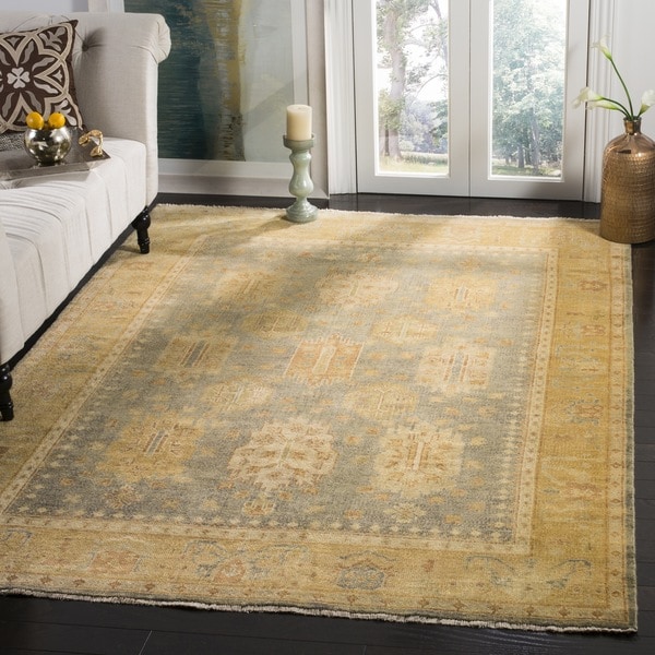 Safavieh Hand-knotted Oushak Grey/ Gold Wool Rug - 9' x 12'