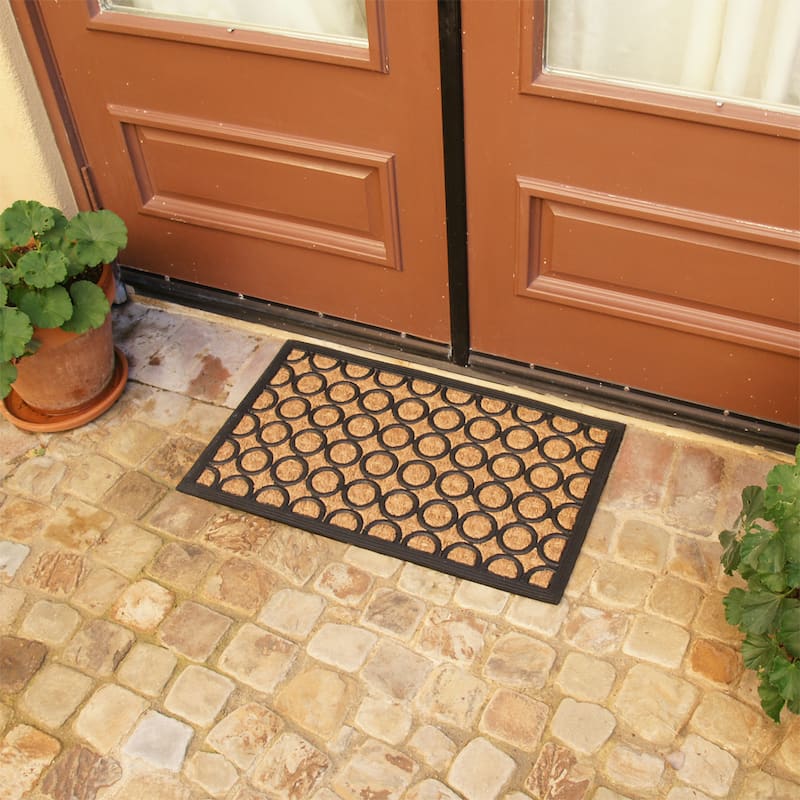 Rubber-Cal 'Tranquil Pattern' Rubber Coir Doormat (18" x 30")