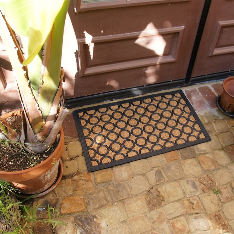 Rubber-Cal 'Tranquil Pattern' Rubber Coir Doormat (18" x 30")