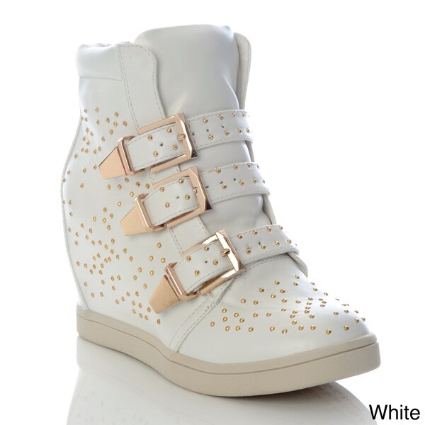 Shop Henry Ferrera Women's Studded Wedge Sneakers - Free Shipping Today ...