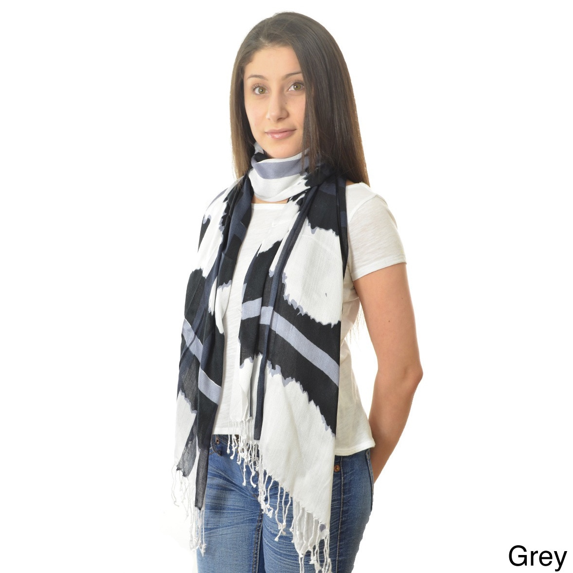 La77 Twisted Fringe Plaid Scarf