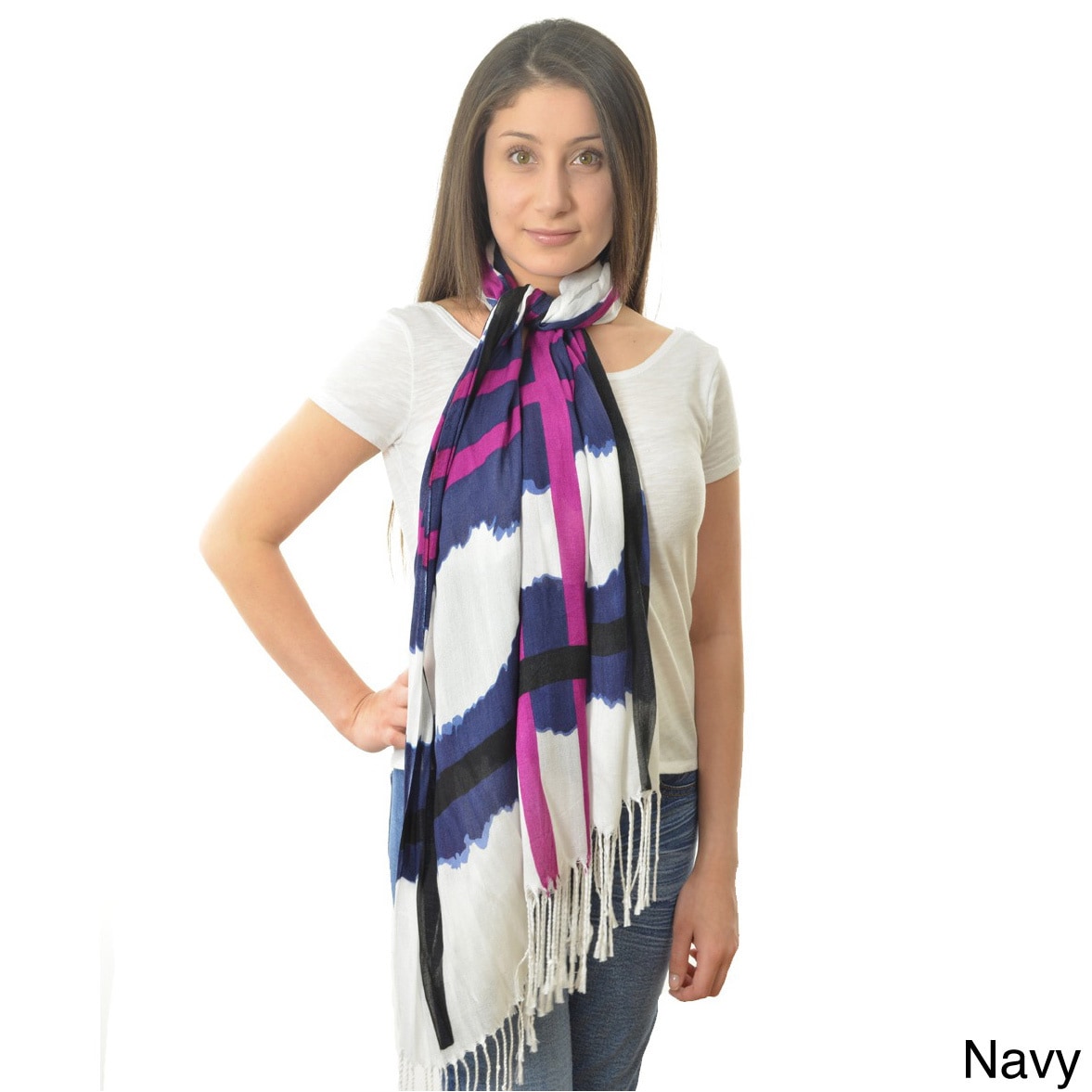 La77 Twisted Fringe Plaid Scarf