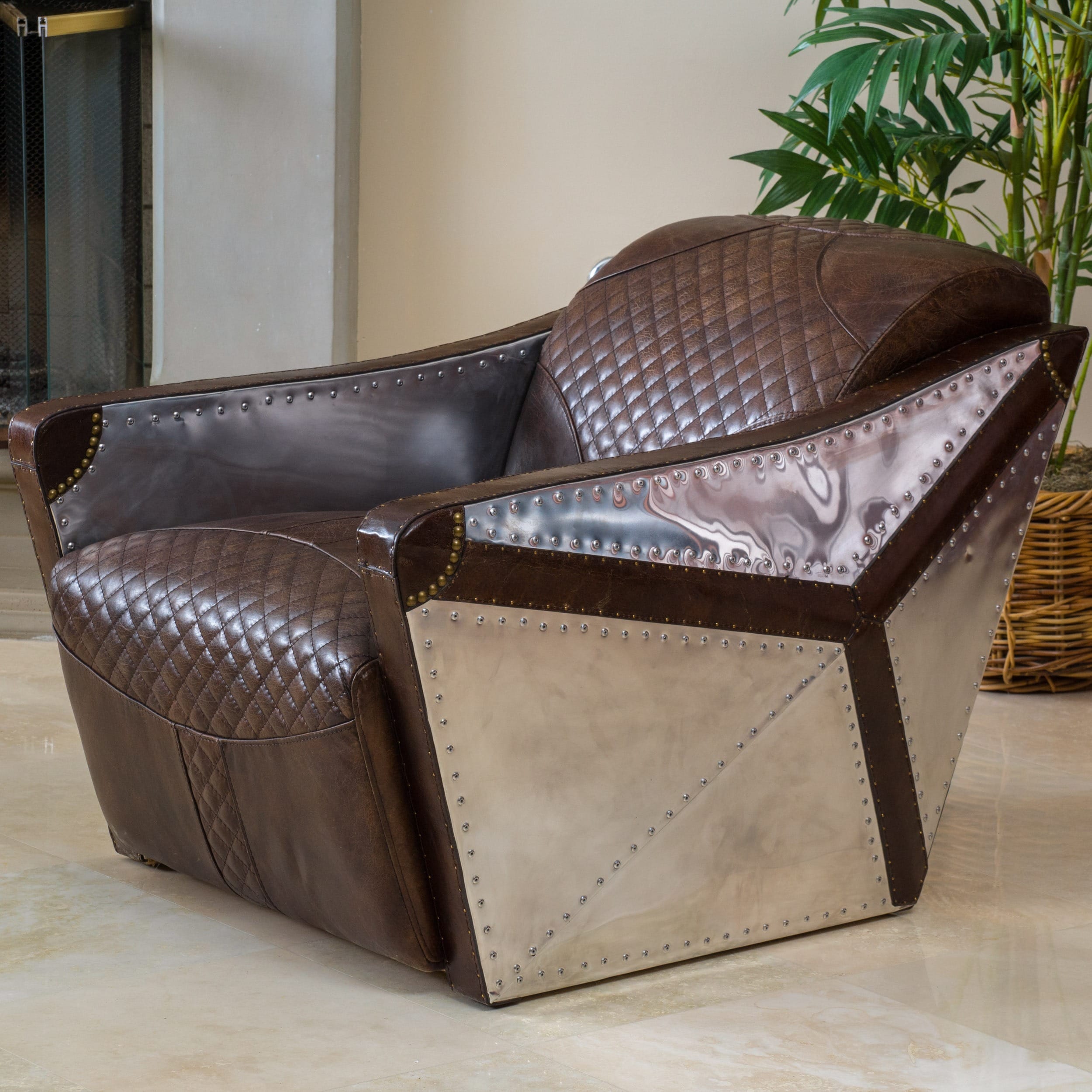 Christopher Knight Home Jetta Brown Leather And Metal Club Chair