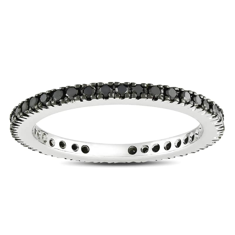 Miadora 14k White Gold 2/5ct TDW Black Diamond Eternity Ring