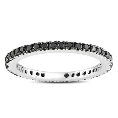 Miadora 14k White Gold 2/5ct TDW Black Diamond Eternity Ring