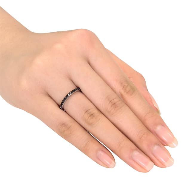 Miadora 14k White Gold 2/5ct TDW Black Diamond Eternity Ring