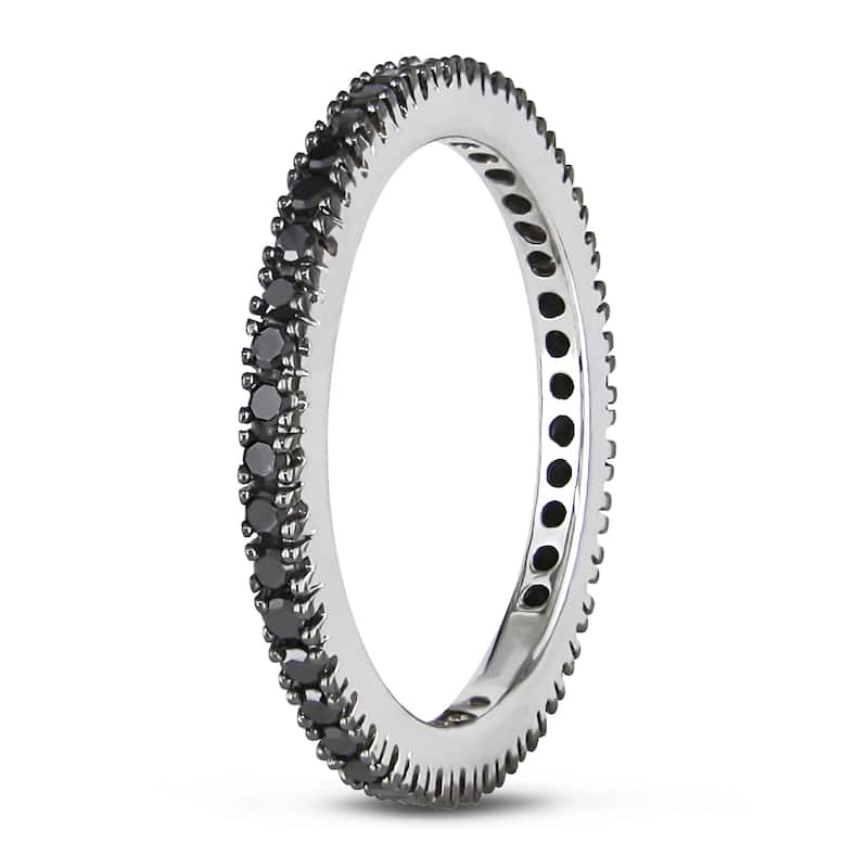 Miadora 14k White Gold 2/5ct TDW Black Diamond Eternity Ring