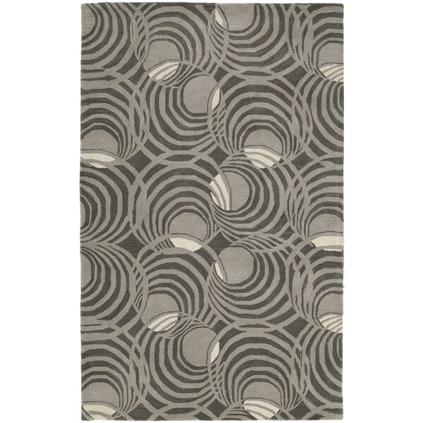 Graffix Spiral Hand-Tufted Grey Rug (8'0 x 11'0) - 8' x 11'