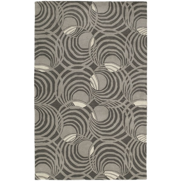 Graffix Spiral Hand-Tufted Grey Rug (9'6 x 13') - 9'6" x 13'