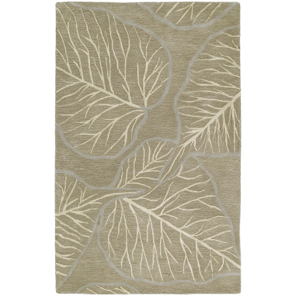 Graffix Leaves Hand-Tufted Brown Rug (8'0 x 11'0)