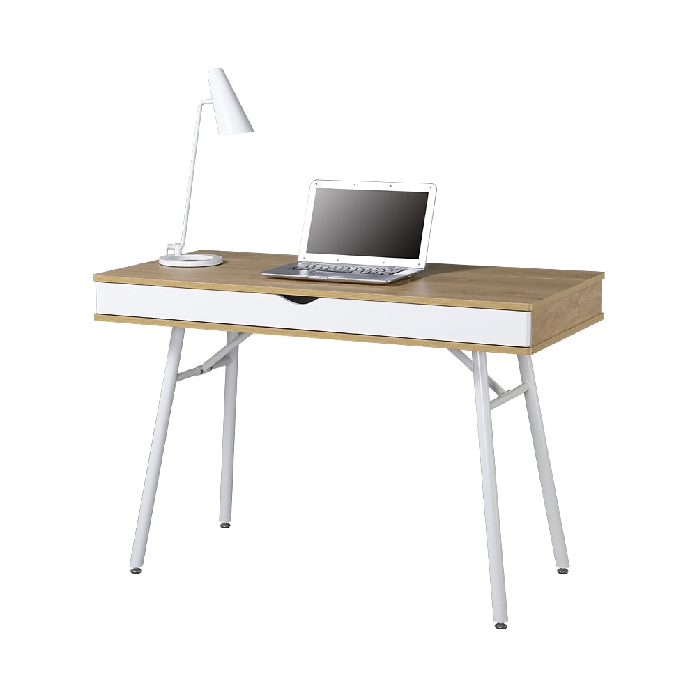 Ecworld Modern Design Workstation Desk with Hidden Cord Management Panels - Pine