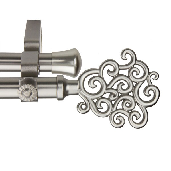 Shop InStyleDesign Cloud Adjustable Satin Nickel Double Curtain Rod