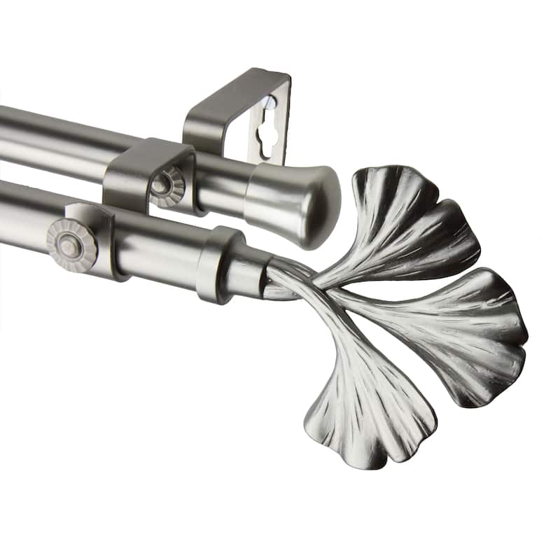 InStyleDesign Luck Adjustable Satin Nickel Double Curtain Rod