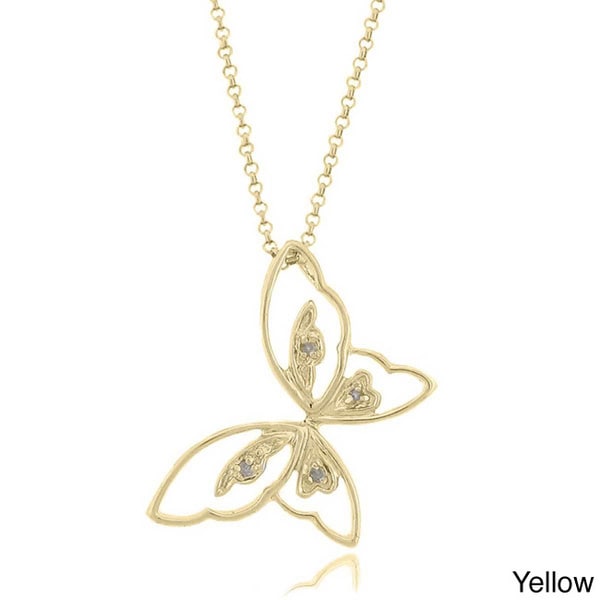 Pretty Plus Sterling Silver Diamond Butterfly Necklace  