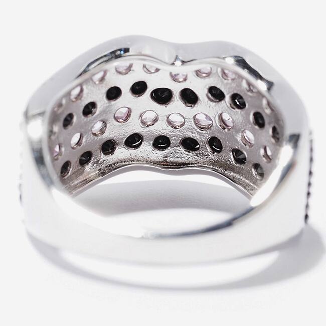 Sterling Silver 2 2/5ct TGW Black Spinel and Pink Sapphire Wave Ring