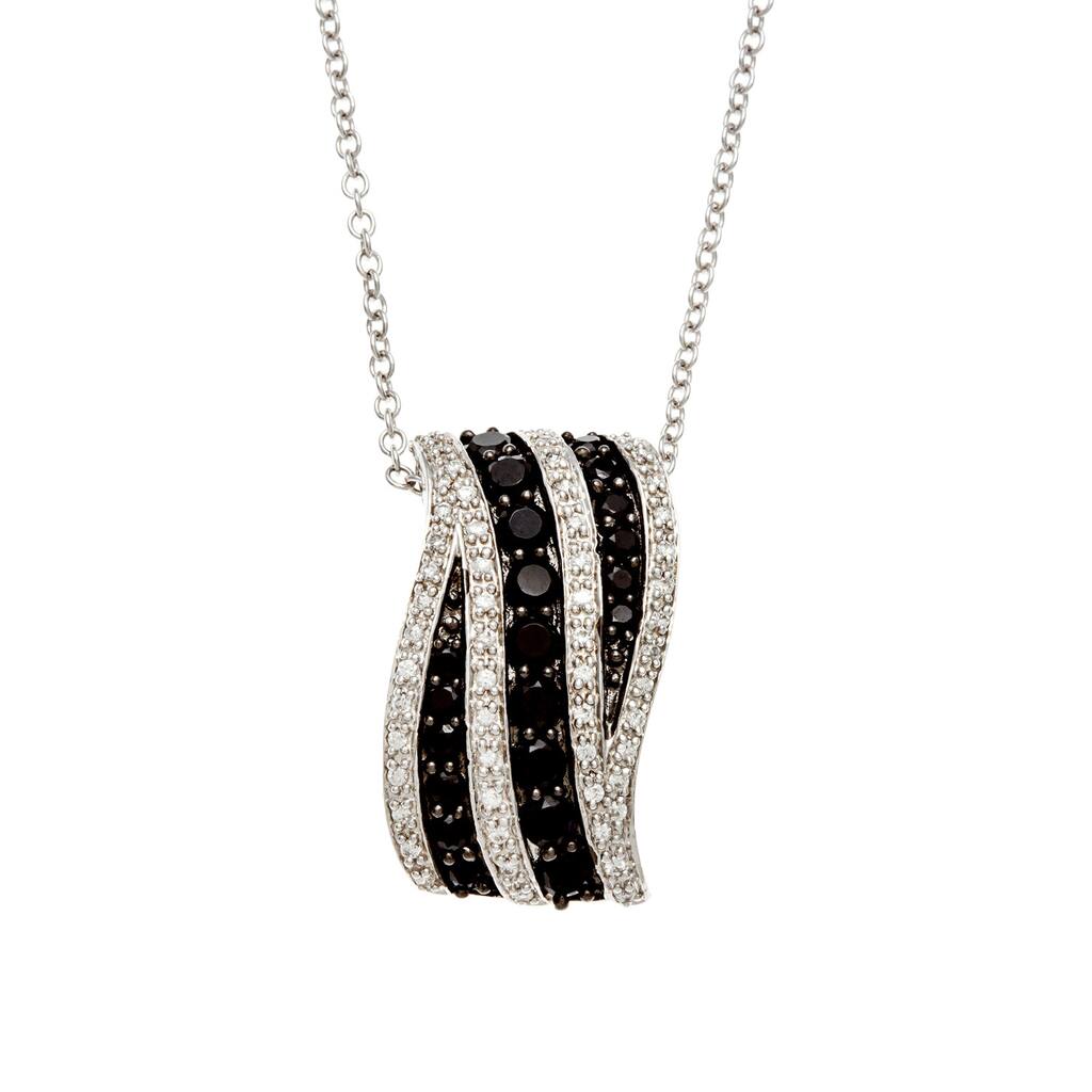 Sterling Silver Black and White Cubic Zirconia Slide Necklace