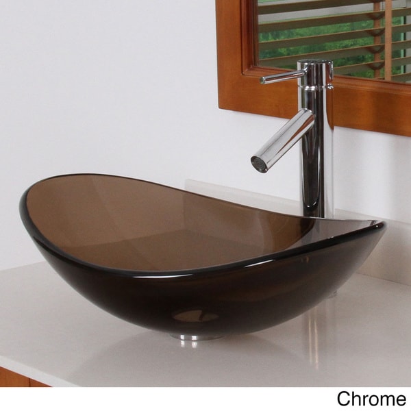 Shop Elite 70072659 Ovaldesign Tempered Glass Bathroom Vessel Sink and