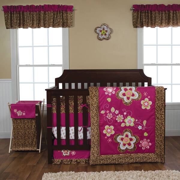 Shop Trend Lab Berry Leopard 5 Piece Crib Bedding Set Overstock