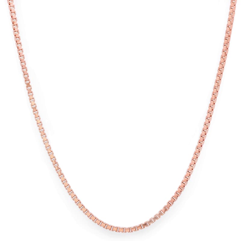 Roberto Martinez Rose Gold Plated Silver 1.25 mm Box Chain (16"-24") - 16 Inch
