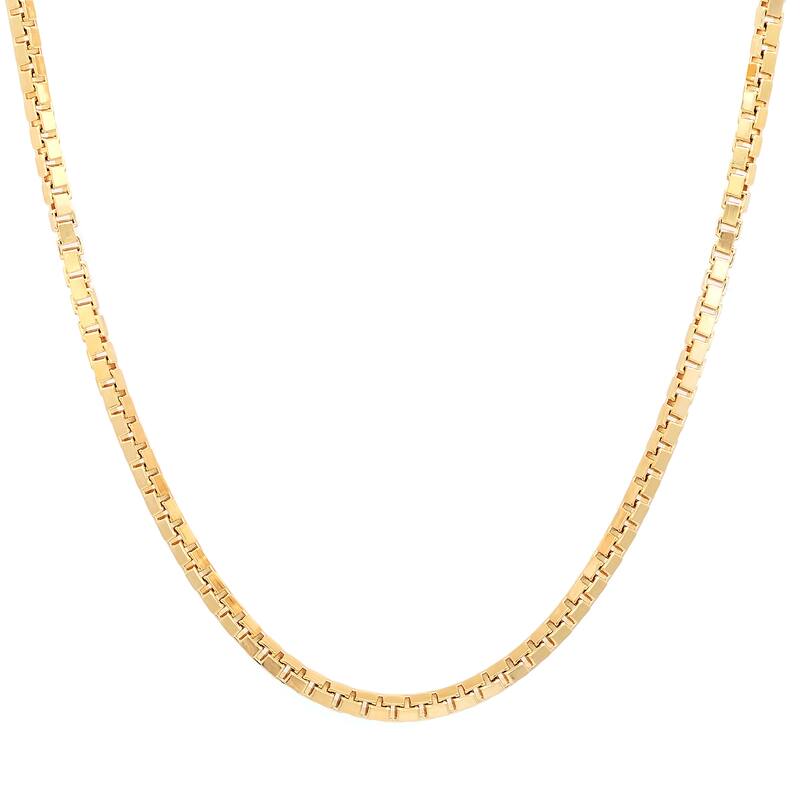 Roberto Martinez Gold Plated Silver 2 mm Box Chain Necklace (16"-30") - 16 Inch