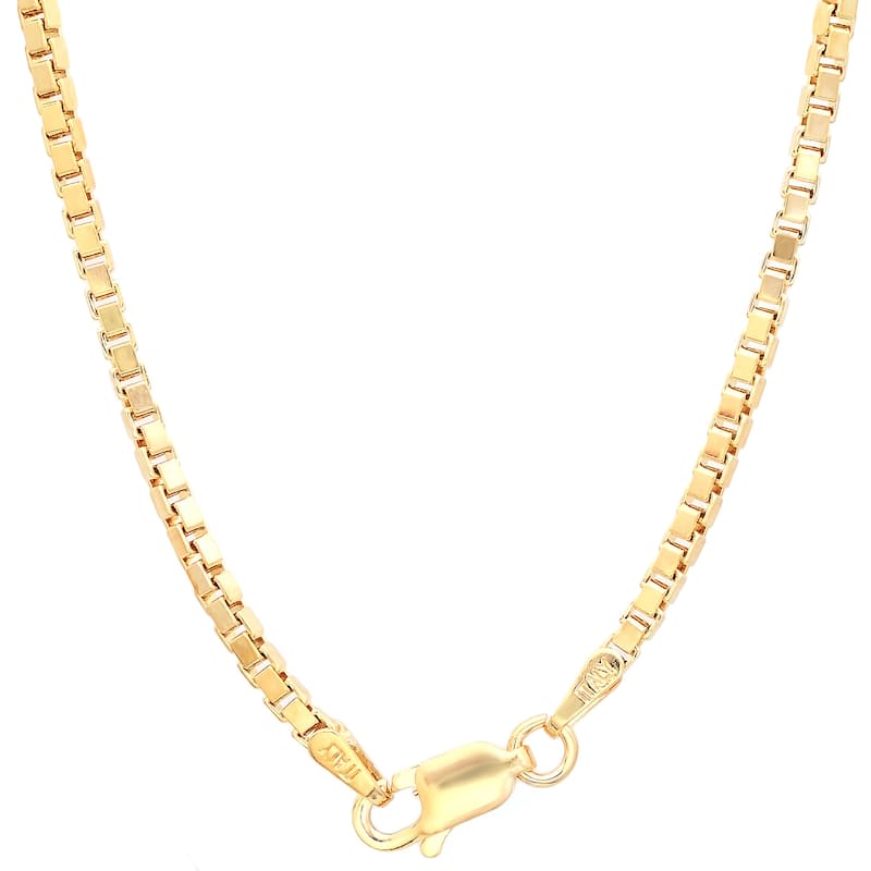 Roberto Martinez Gold Plated Silver 2 mm Box Chain Necklace (16"-30")