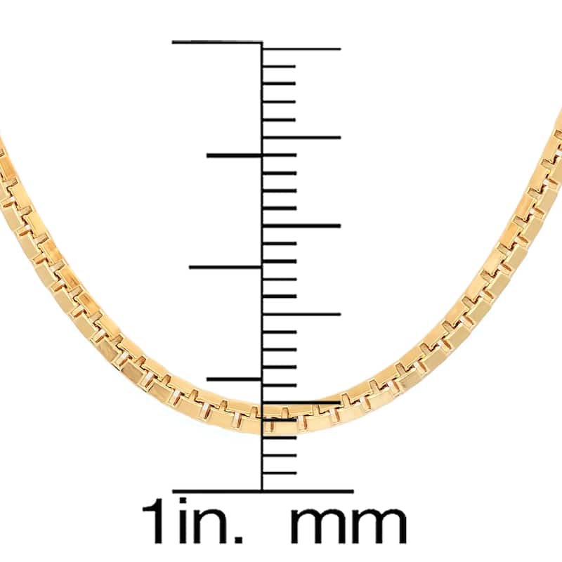Roberto Martinez Gold Plated Silver 2 mm Box Chain Necklace (16"-30")