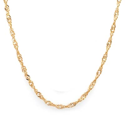 Yellow Gold Plated Silver 2 mm Singapore Chain Necklace