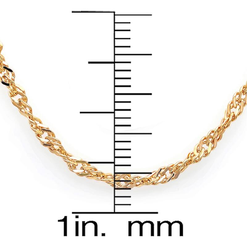 Yellow Gold Plated Silver 2 mm Singapore Chain Necklace