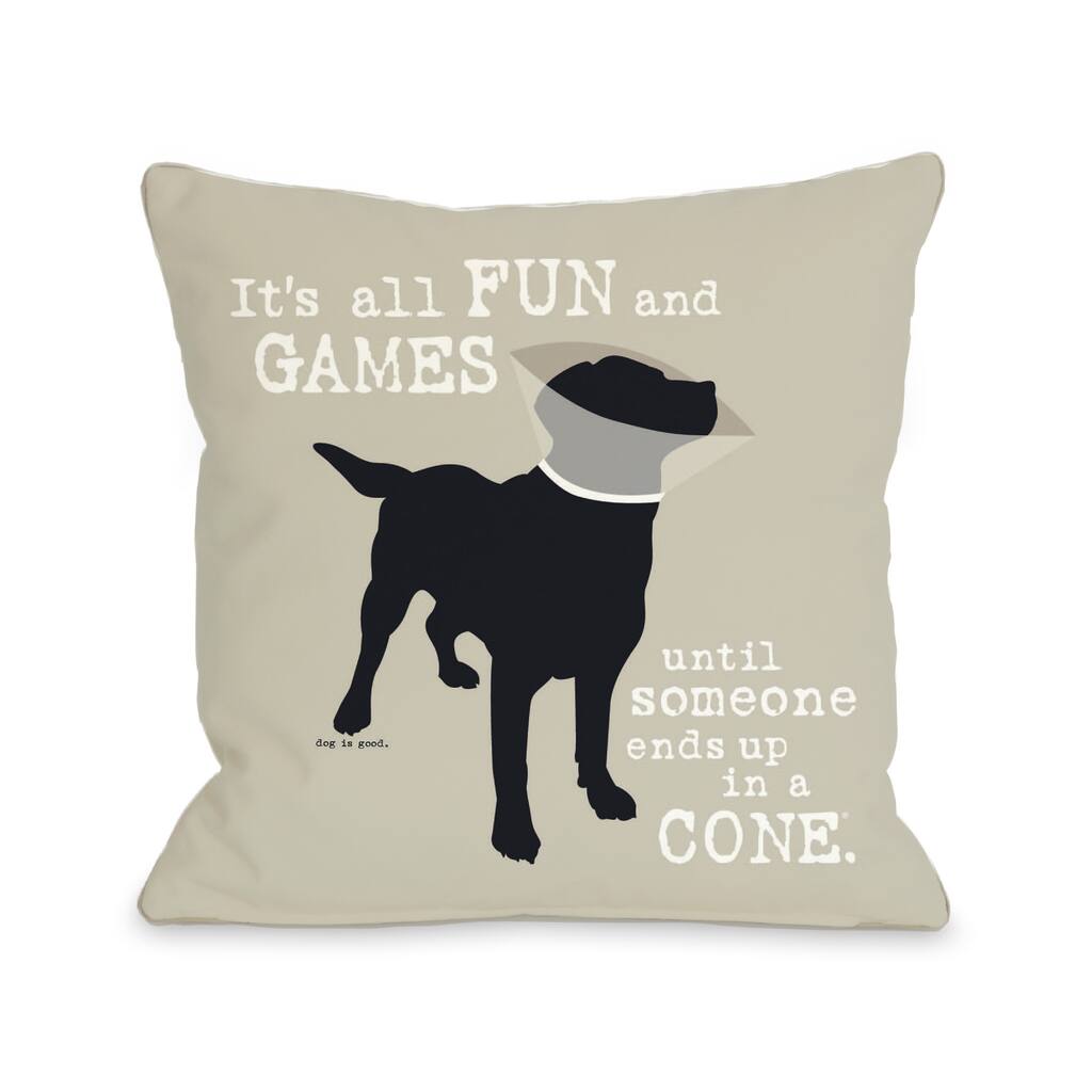Oatmeal Fun and Games Dog Throw Pillow