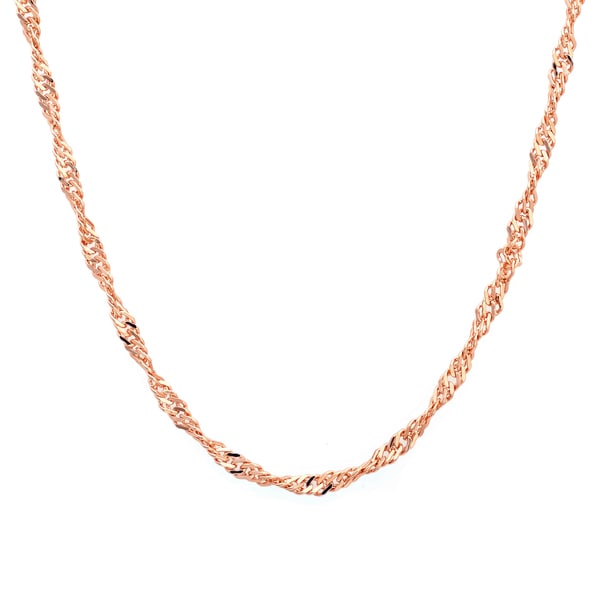 Sterling Essentials 14k Rose Gold over Silver Singapore Chain Sterling Essentials Gold Over Silver Necklaces