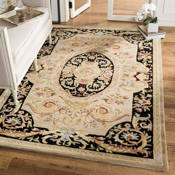 Safavieh Hand-made Savonnerie Ivory/ Gold Wool Rug (9' x 12')
