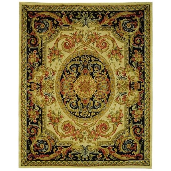 Safavieh Hand made Savonnerie Ivory/ Gold Wool Rug (9' x 12') Safavieh 7x9   10x14 Rugs