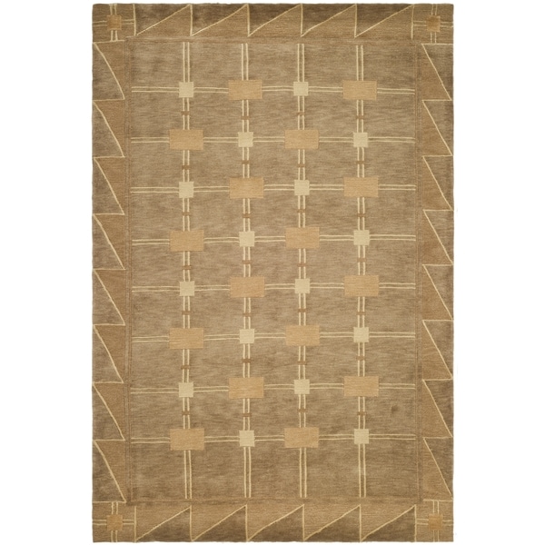 Safavieh Hand-knotted Tibetan Geometric Beige/ Brown Wool Rug - 8' x 10'