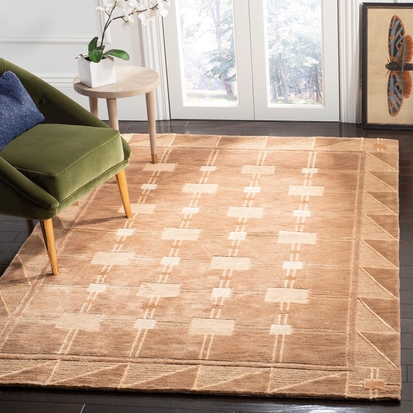 Safavieh Hand-knotted Tibetan Geometric Beige/ Brown Wool Rug - 8' x 10'