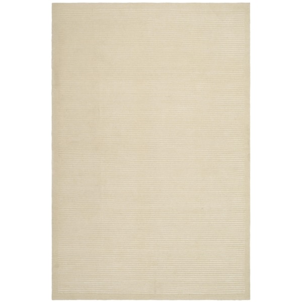 Safavieh Hand-knotted Tibetan Striped Pearl Wool/ Silk Rug (4' x 6') - 4' x 6'