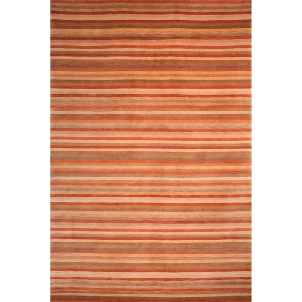 Safavieh Hand knotted Tibetan Stripes Camel Beige Wool Rug (9 x 12)