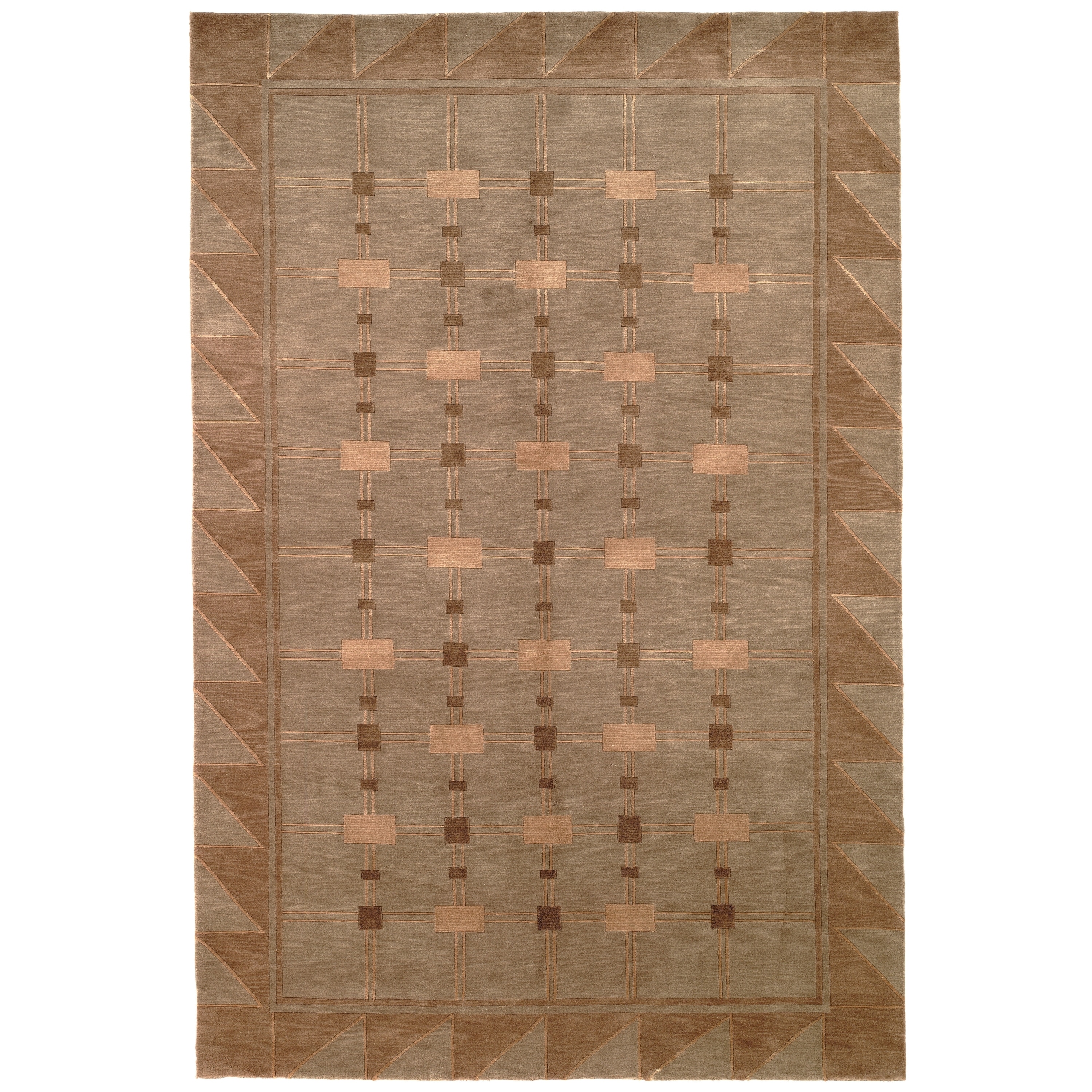 Safavieh Hand knotted Tibetan Green/ Gold Wool Area Rug (8 X 10)