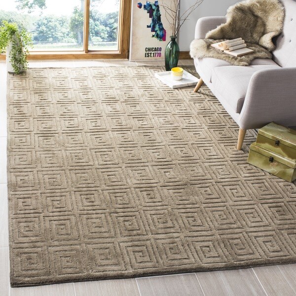 Safavieh Hand-knotted Tibetan Greek Key Olive Wool Rug - 9' x 12'