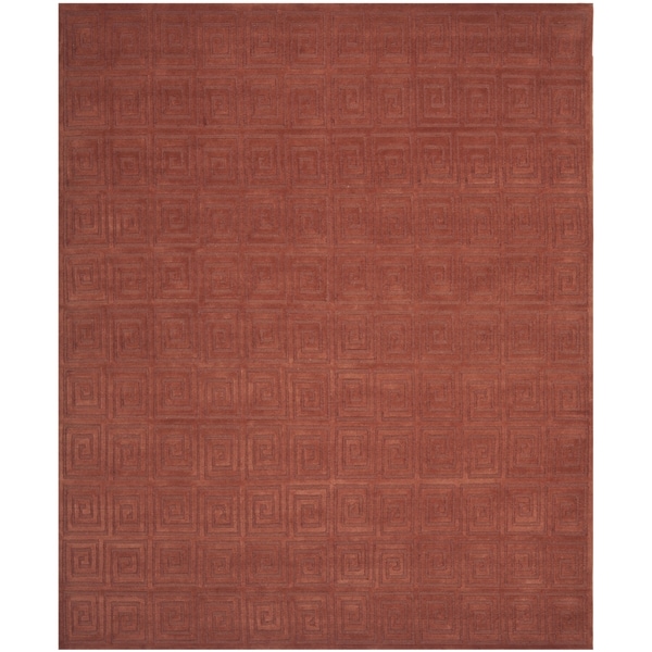 Safavieh Hand knotted Tibetan Greek Key Rust Wool Rug (6 x 9)