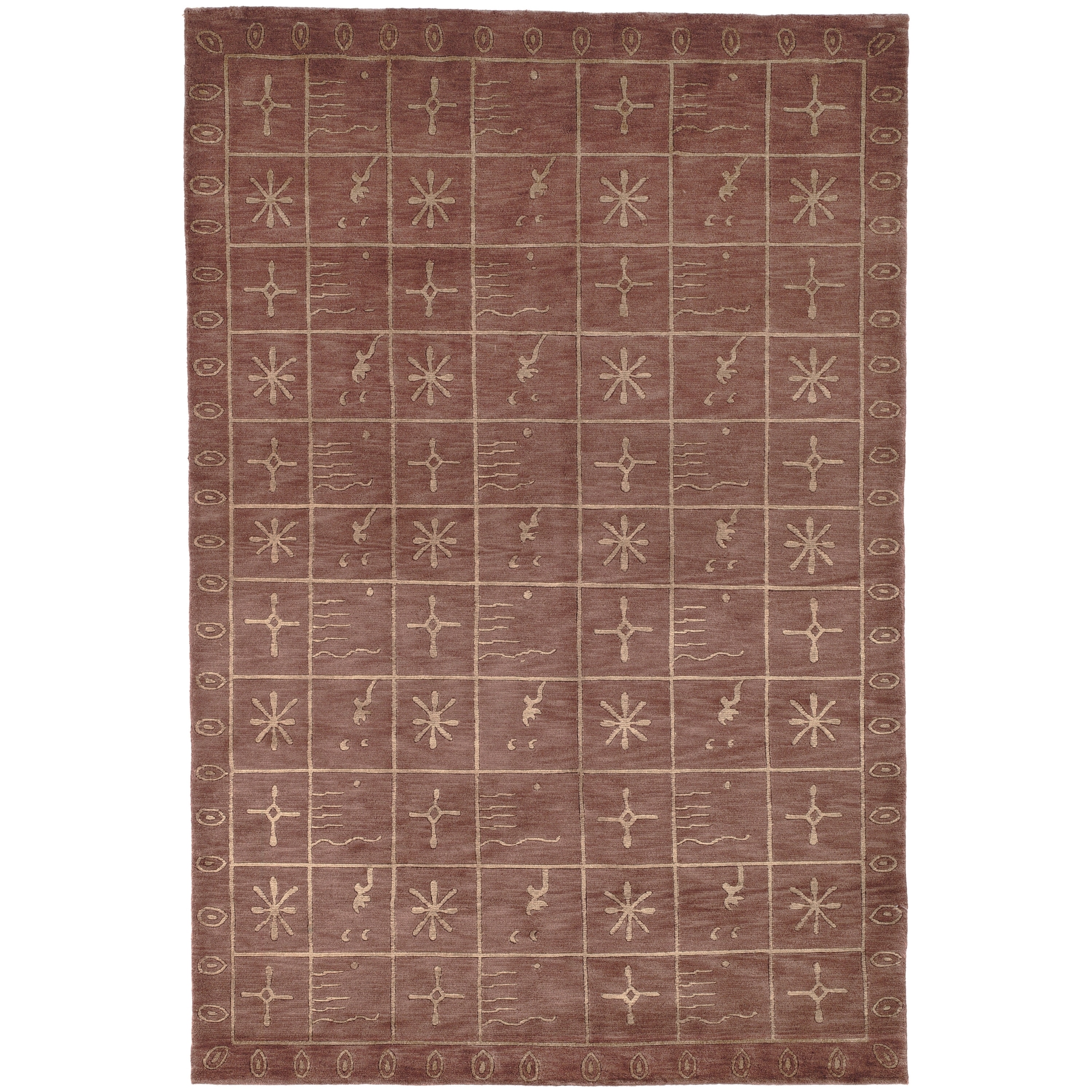 Safavieh Hand knotted Tibetan Multicolored Geometric Wool/ Silk Rug (5 X 76)