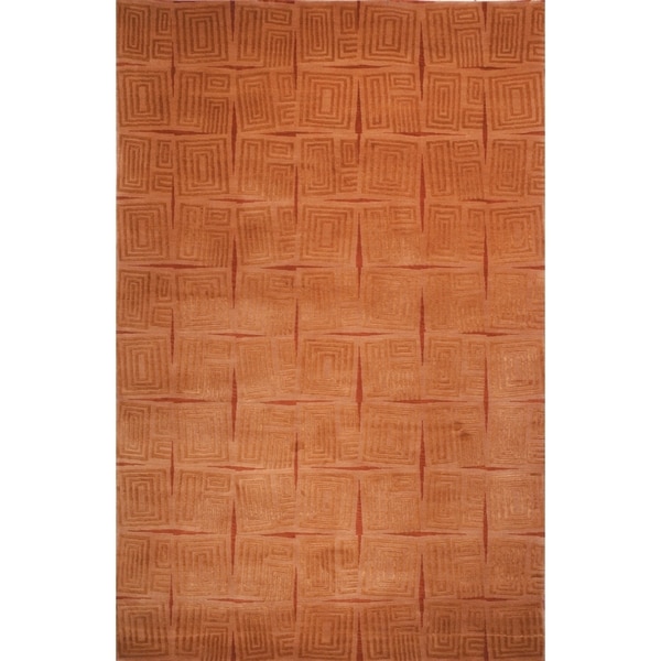 Safavieh Hand-knotted Tibetan Contemporary Abstract Gold/ Rust Wool/ Silk Rug - 9' x 12'