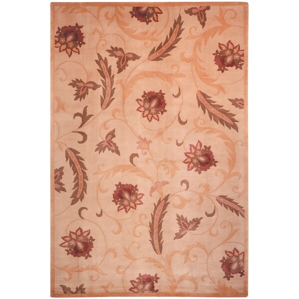 Safavieh Hand-knotted Tibetan Scrolling Vines Beige Wool Rug (5' x 7'6) - 5' x 7'6