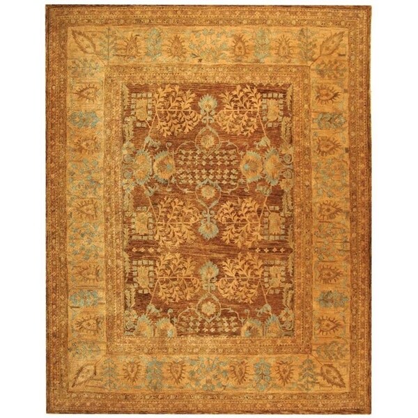 Safavieh Hand-made Taj Mahal Light Brown/ Beige Wool Rug - 9' x 12'