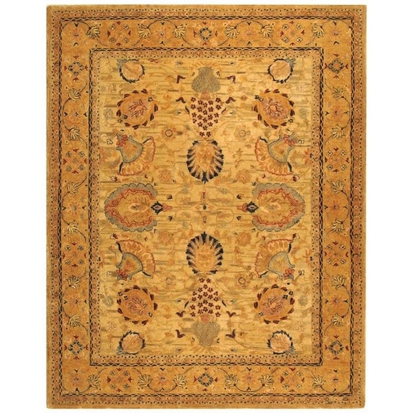 Safavieh Hand-made Taj Mahal Ivory/ Taupe Wool Rug (9'6 x 13'6)