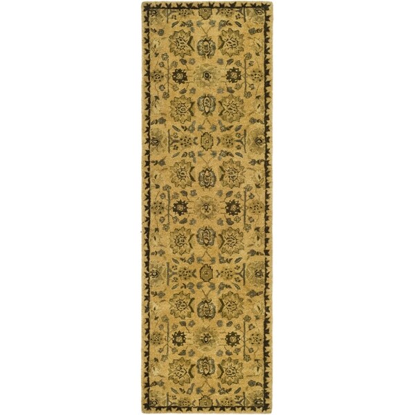 Safavieh Hand made Taj Mahal Taupe Wool Rug (26 x 8)   15611576