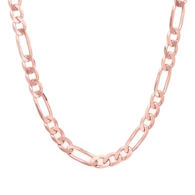 Roberto Martinez Rose Gold Plated Silver 6 mm Figaro Chain (18"-30")