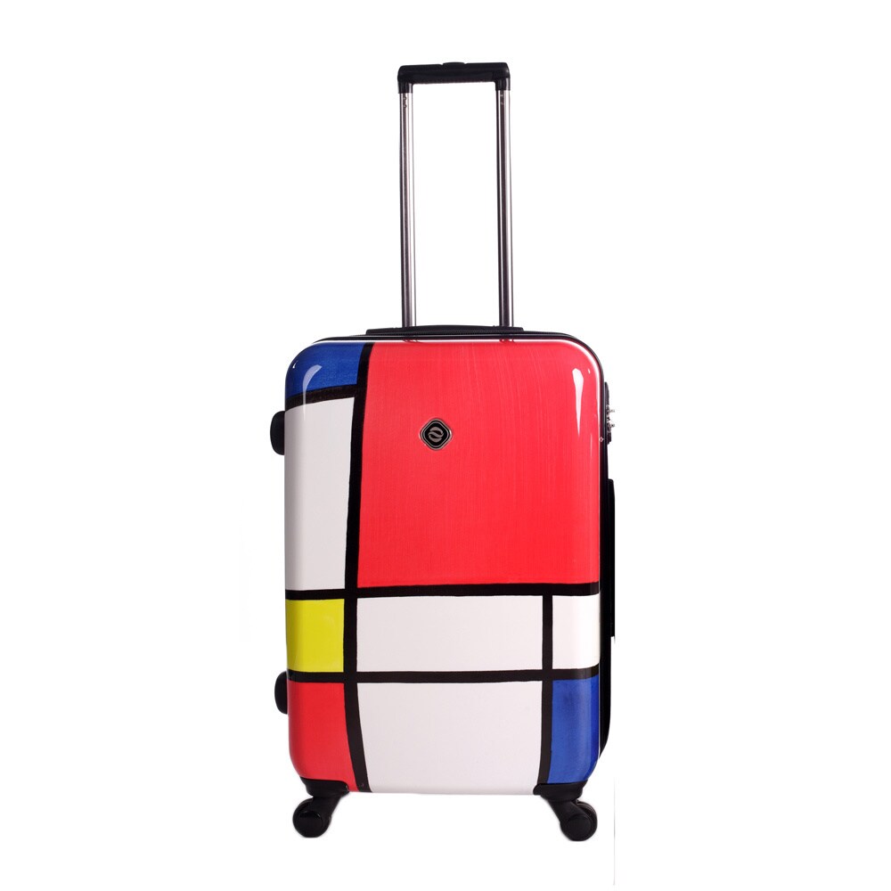 Neocover Primary Color Block 24 inch Medium Hardside Spinner Upright Suitcase (MulticolorWeight 8.6 pounds Pockets One (1) large pocket, two (2) small pockets Carrying handle Metal handle with soft rubber grip Impact locking push button aluminum telesc