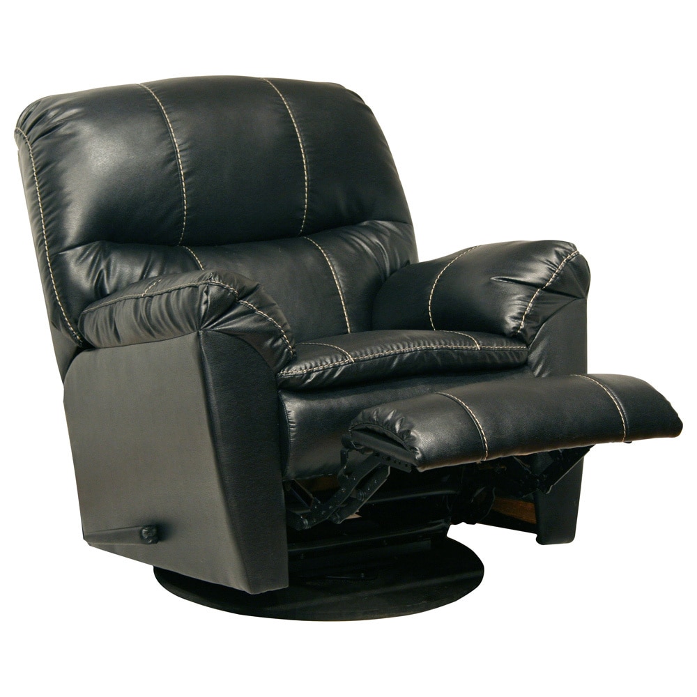 Catnapper Cosmo Black Bonded Leather Swivel Recliner Chair
